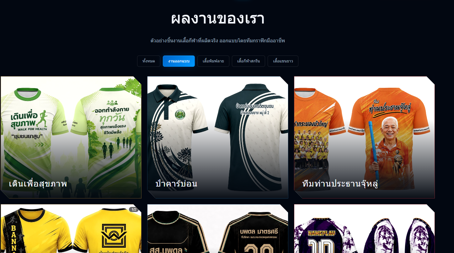 ผลงานออกแบบเสื้อทีมจริงจากพอร์ตโฟลิโอ